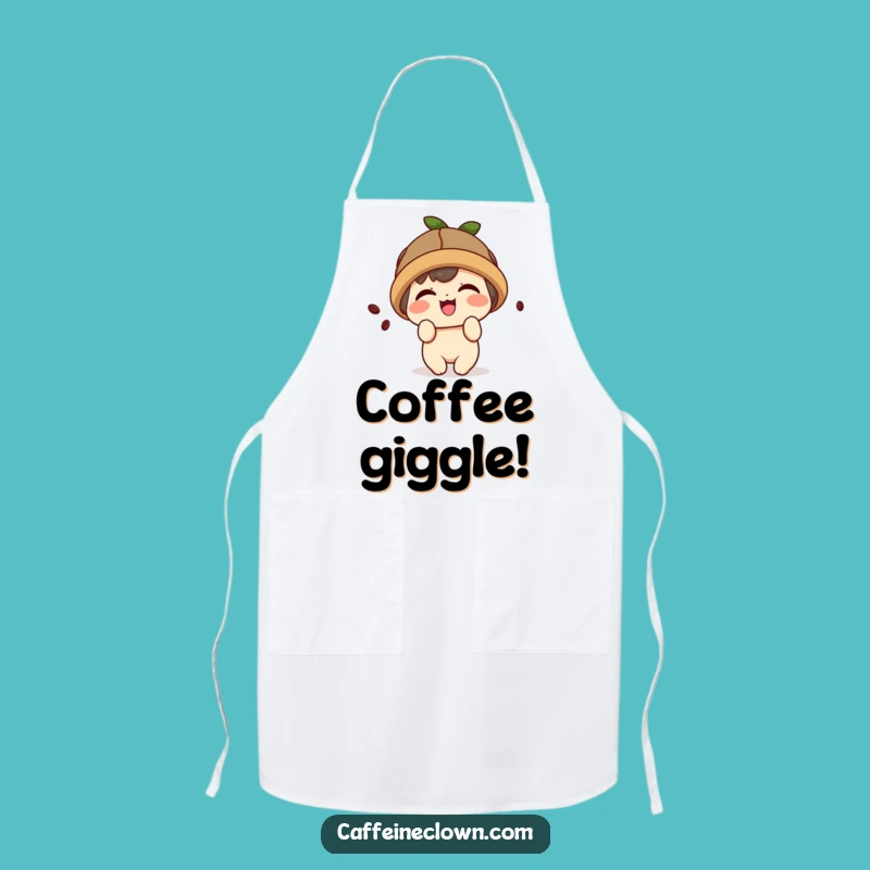 Funny Kawaii Coffee Apron: Giggling Bean Gift - Cute Character Bib!