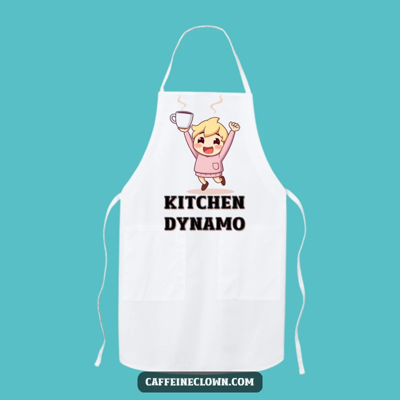Funny Apron: Bouncing Coffee Character - Kitchen Energy Gift!