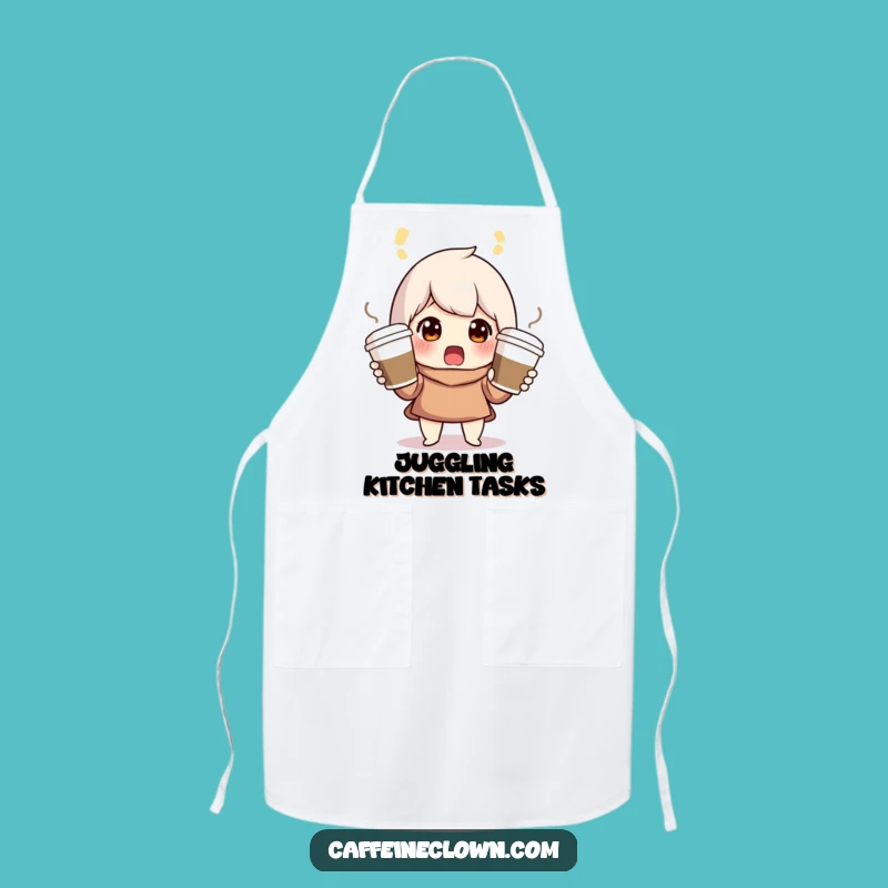 Funny Juggling Coffee Character Apron: Juggle Tasks with Kitchen Flair!