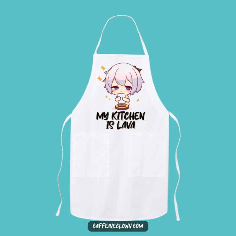 Funny Kitchen Apron: Cute Overheated Character Fanning, Chef’s Hilarious Heat Relief