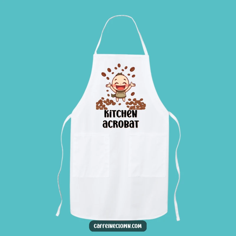 Funny Apron: Coffee Bean Juggling Character - Kitchen Humor Gift!