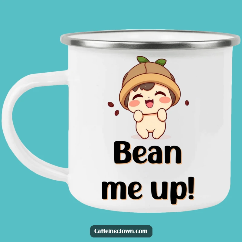 Funny Kawaii Coffee Camping Mug: Giggling Bean Gift - Cute Character Cup!