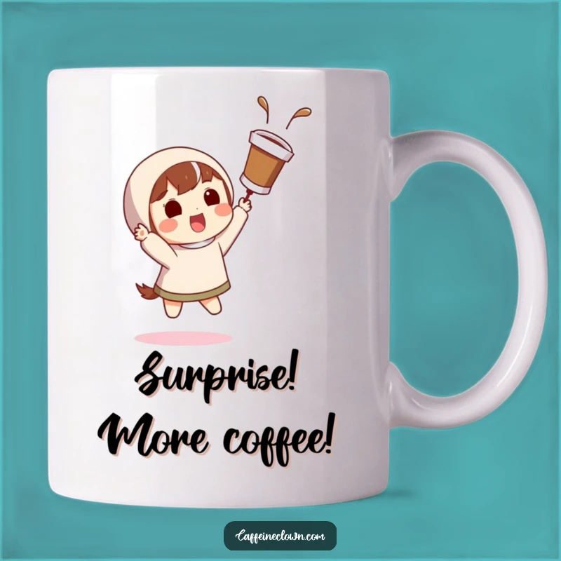 Funny Coffee Catch Mug: Surprising Grin for Coffee Lovers