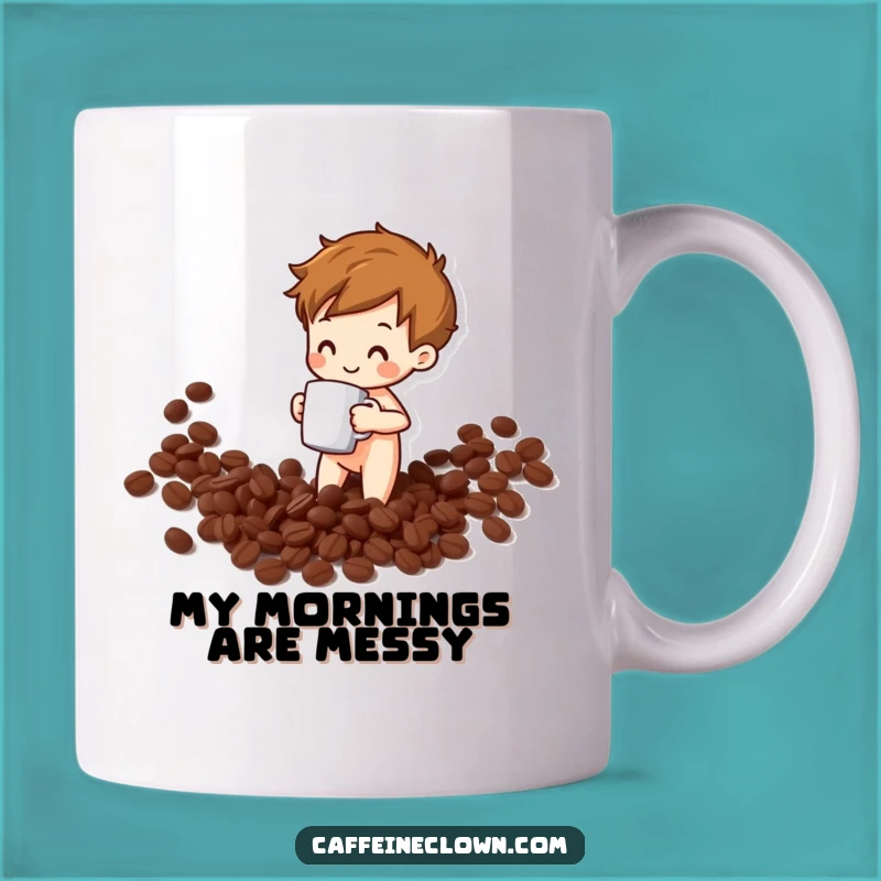 Funny Coffee Spill Mug: Adorable Figure's Morning Chaos - Perfect Gift!