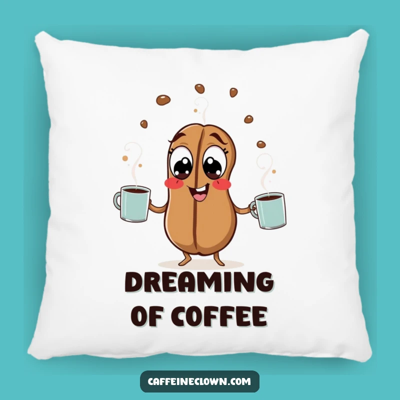 Funny Coffee Bean Pillow: Cozy Juggling Humor Accent Gift
