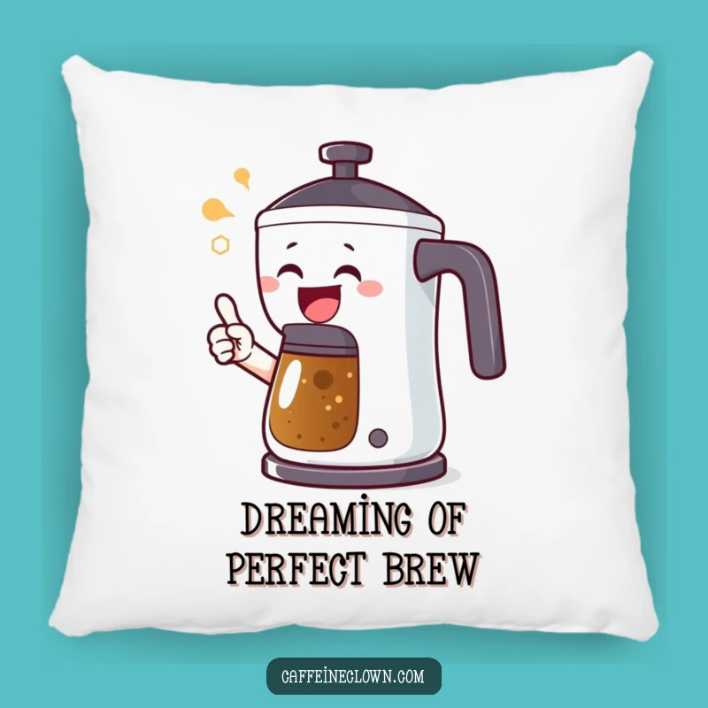 Funny Coffee Alert Pillow: Joyful Character's Cozy Pot Pointing Gift