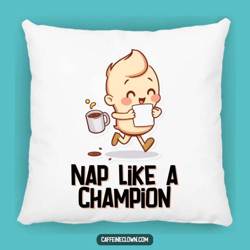 Funny Spilling Coffee Runner Pillow - Cozy Gift for Relatable Humor