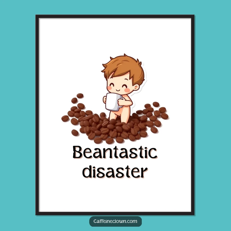 Funny Coffee Bean Spill Digital Art: Instant Humor for Your Walls - Perfect Gift!