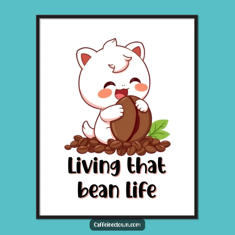 Funny Giggling Coffee Bean Digital Art - Instant Download Gift for Coffee Lovers