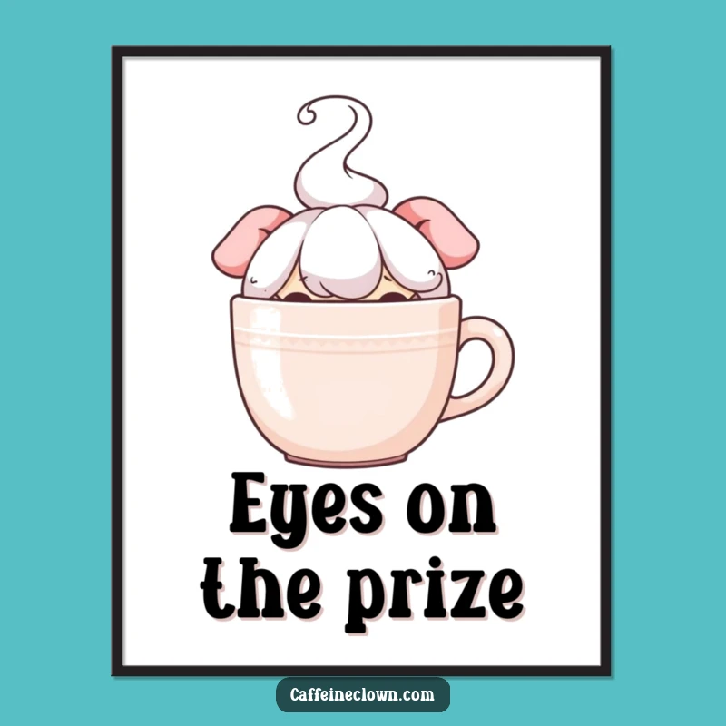 Funny Hiding Coffee Lover Digital Art Print: Instant Hilarious Wall Decor Gift