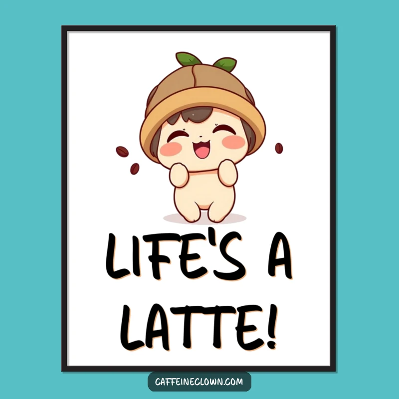 Funny Kawaii Coffee Digital Print: Instant Giggle Gift - Cute Bean Art!