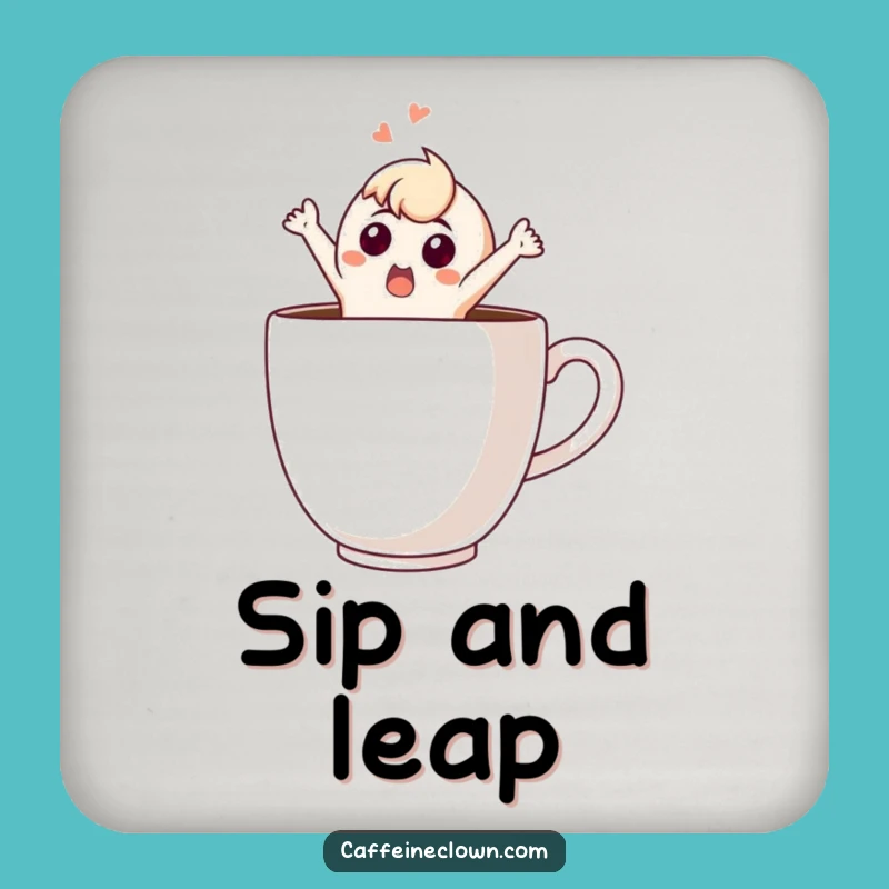 Funny Surprise Coaster: Protect Surfaces with a Startled Coffee Character, Fun Funny Gift