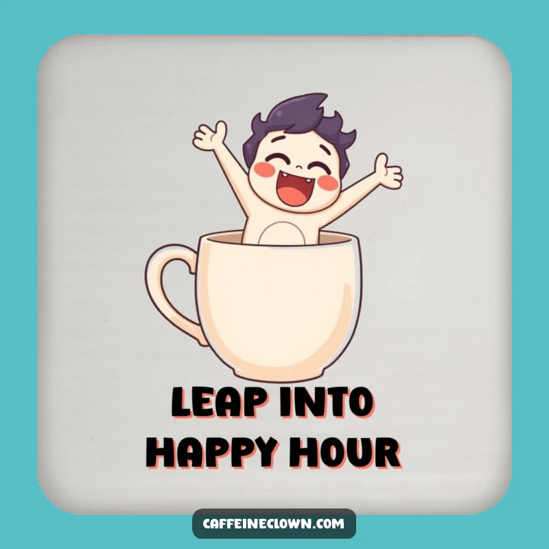 Funny Coffee Coaster: Character's Leap From Mug Protection!
