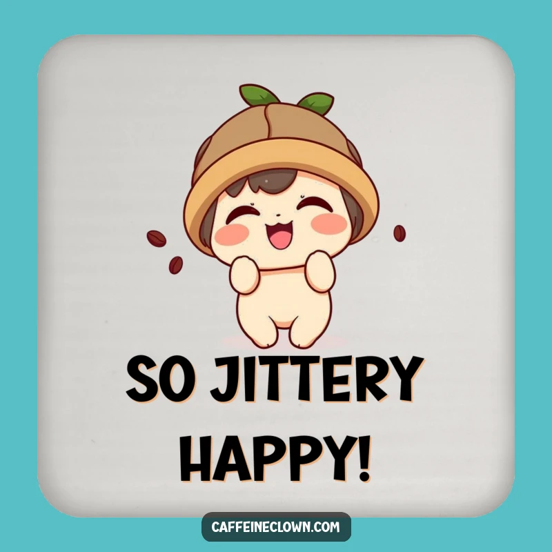 Funny Kawaii Coffee Coaster: Giggling Bean Decor - Cute Character Coaster!