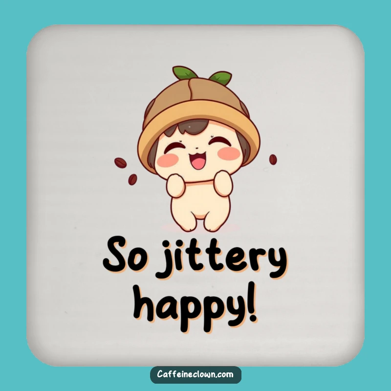 Funny Kawaii Coffee Coaster: Giggling Bean Decor - Cute Character Coaster!