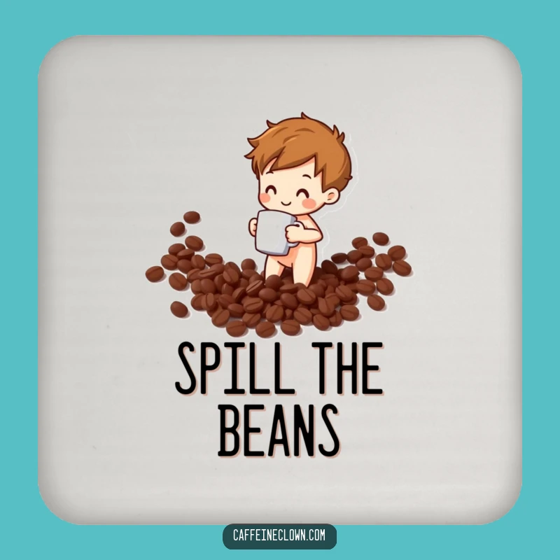 Funny Coffee Bean Spill Coaster: Protect Surfaces with a Laugh - Great Gift!
