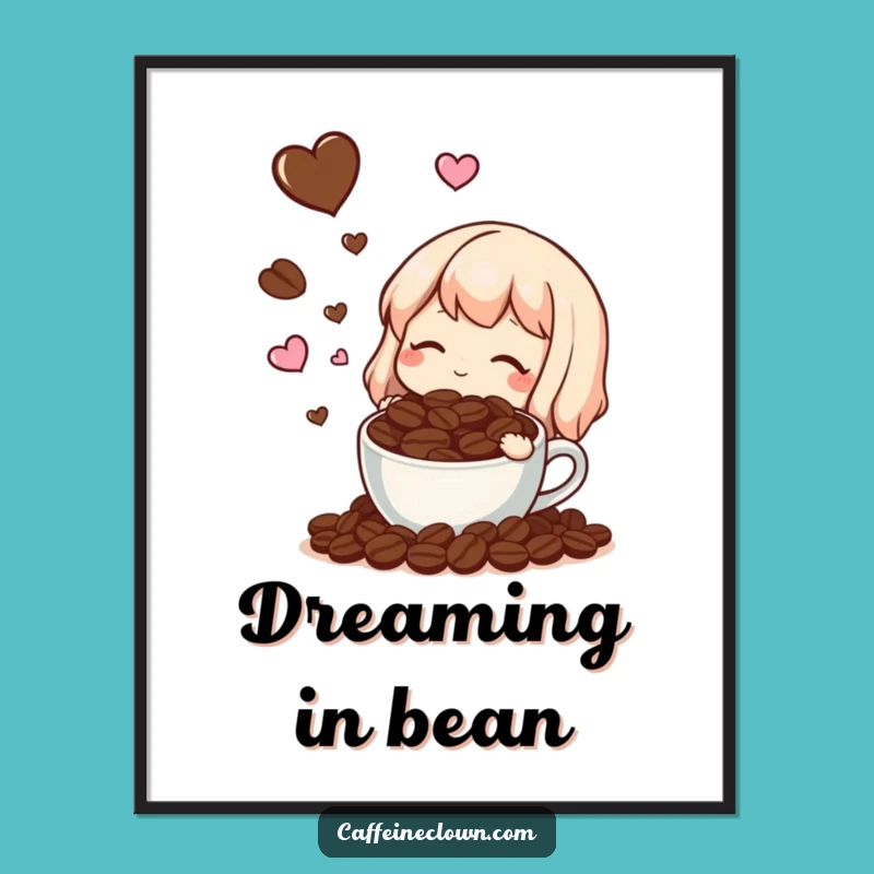 Funny Coffee Bean Dream Poster: A Hilarious Art Piece for Coffee Lovers
