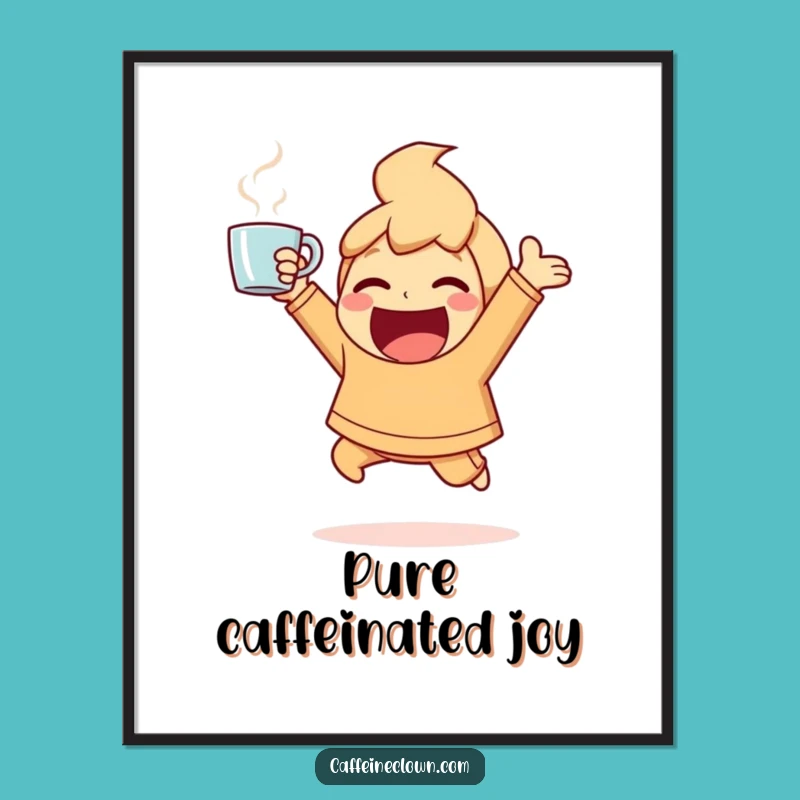 Funny Ecstatic Coffee Poster: Energetic Art for a Joyful Space