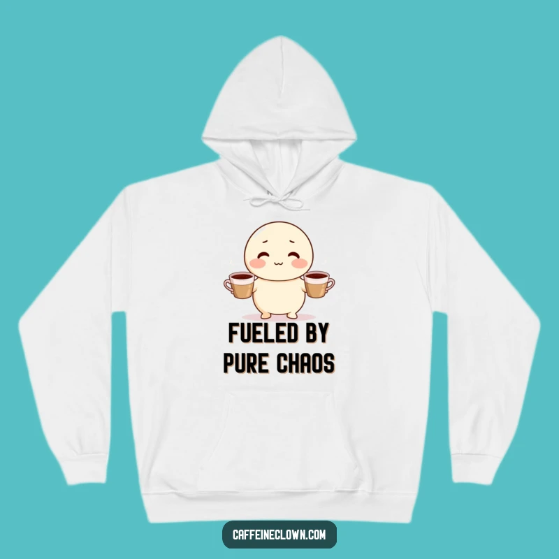 Funny Coffee Juggling Character Hoodie - Cozy and Hilarious Gift for Coffee Fanatics