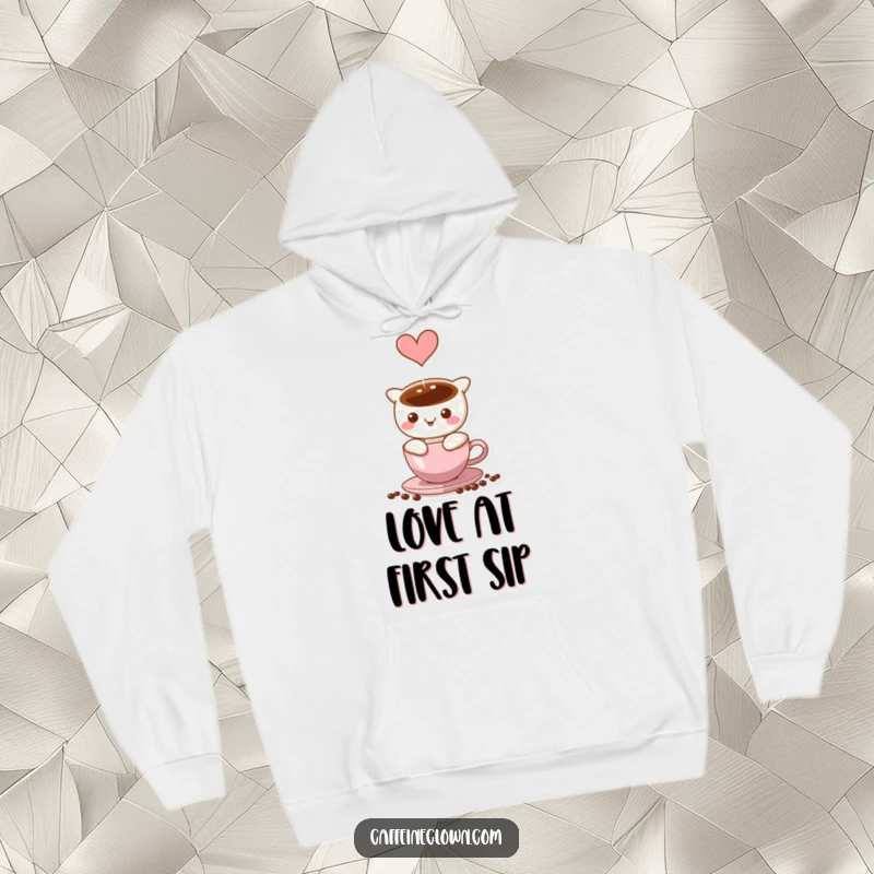 Funny Hoodie displaying coffee steam shaped into a heart, perfect for cozy moments and coffee adoration.