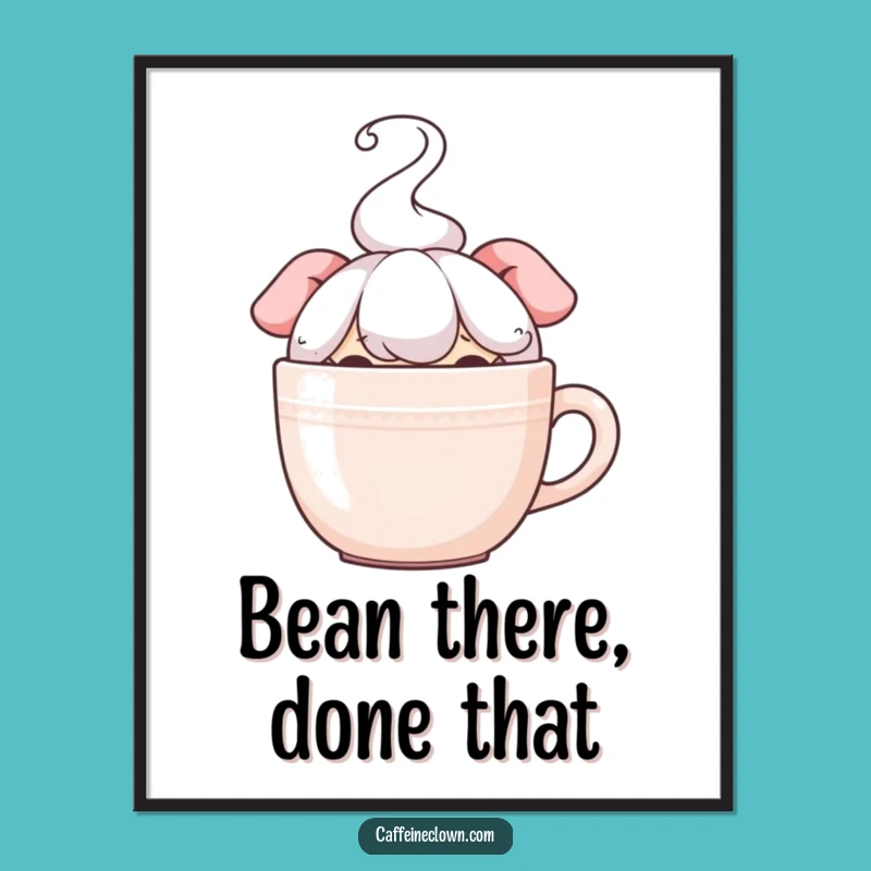 Free Printable Wall Art: Funny Peeking Coffee Mug Character for Cozy Spaces