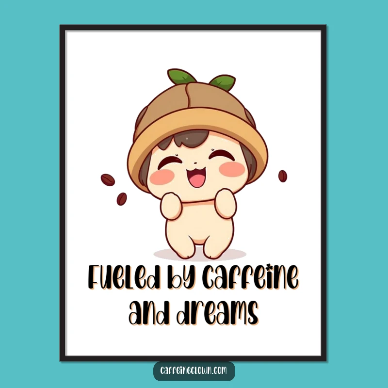 Free Printable Wall Art: Kawaii Coffee Character for a Fun Vibe!