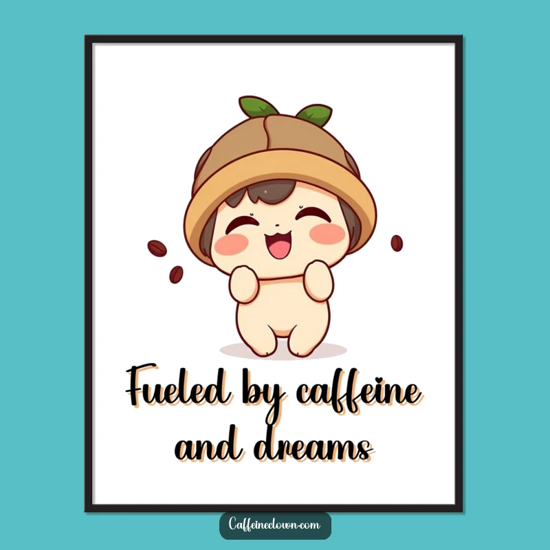 Free Printable Wall Art: Kawaii Coffee Character for a Fun Vibe!