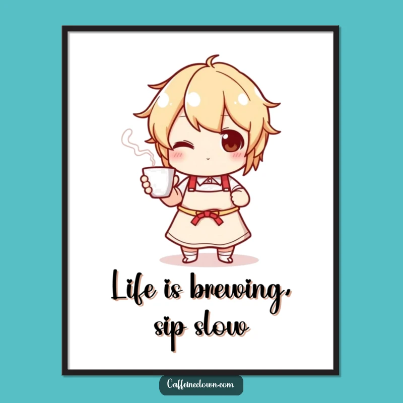 Free Printable Wall Art: Chef Character Serving Coffee for a Cozy Home Decor Download