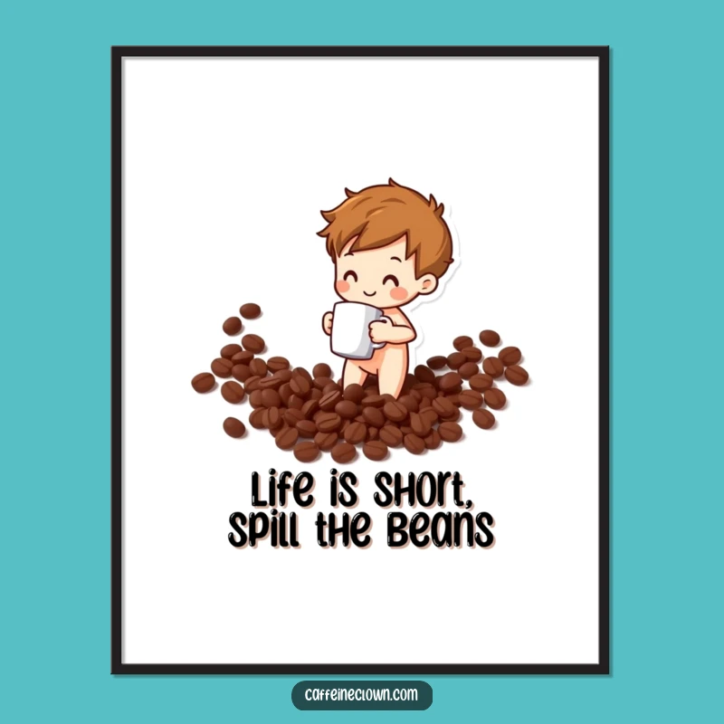 Free Printable Wall Art: Funny Coffee Spill Scene, Downloadable Quirky Decor for Coffee Lovers