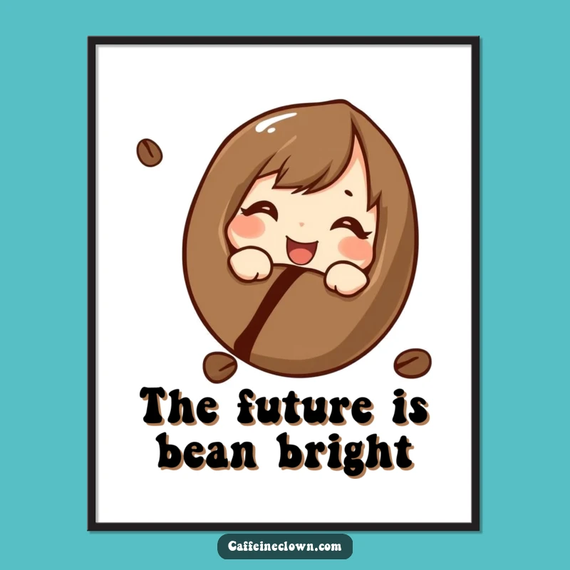 Free Printable Wall Art: Curious Coffee Bean Character Whimsical Art Download