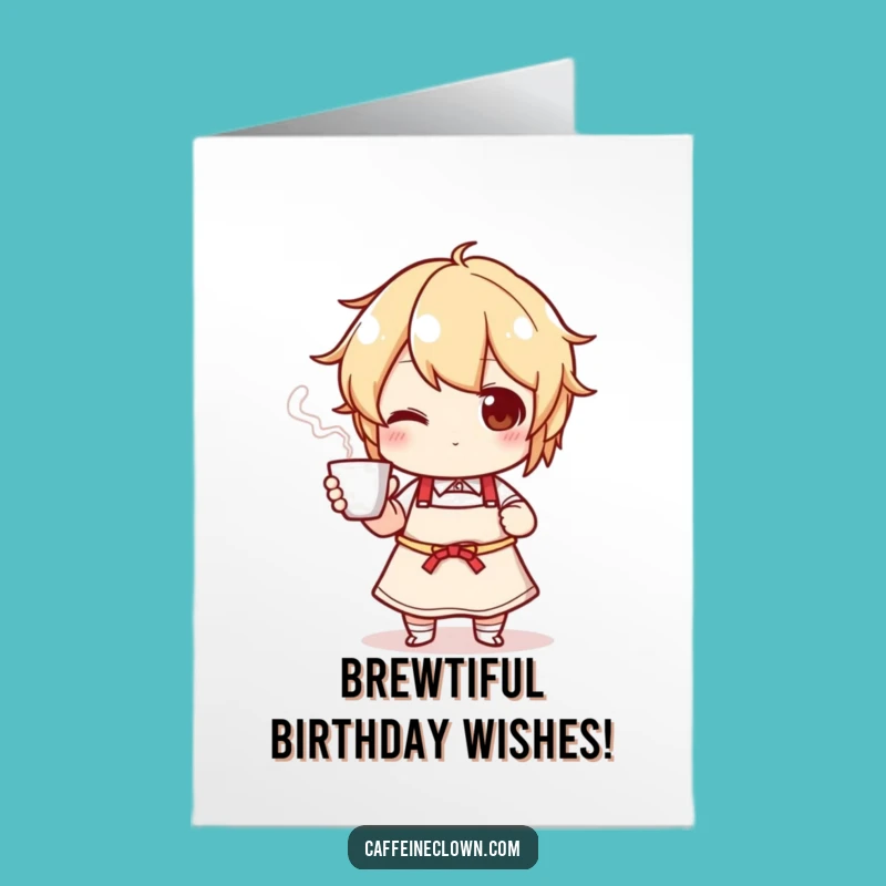 Free Printable Birthday Card: Chef Character Serving Joyful Coffee for a Downloadable Gift