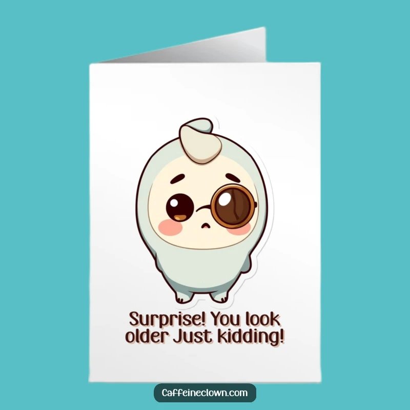 Free Printable Birthday Card: Surprised Coffee Bean Character - Funny Gift!
