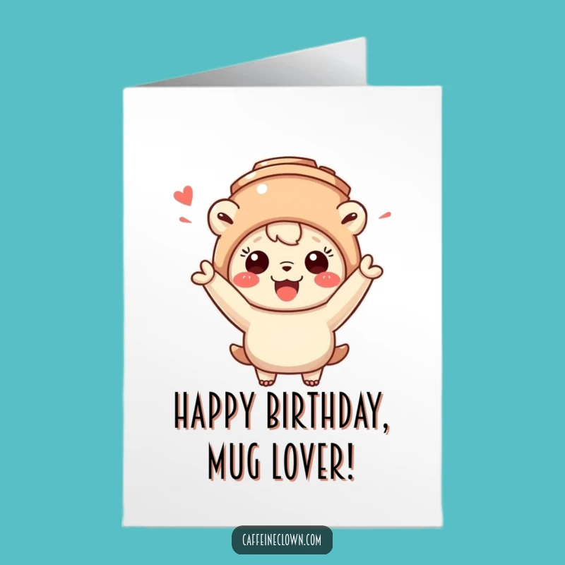 Free Printable Birthday Card: Sweet Creature Coffee Hat Cheer, Downloadable Fun Greeting Gift