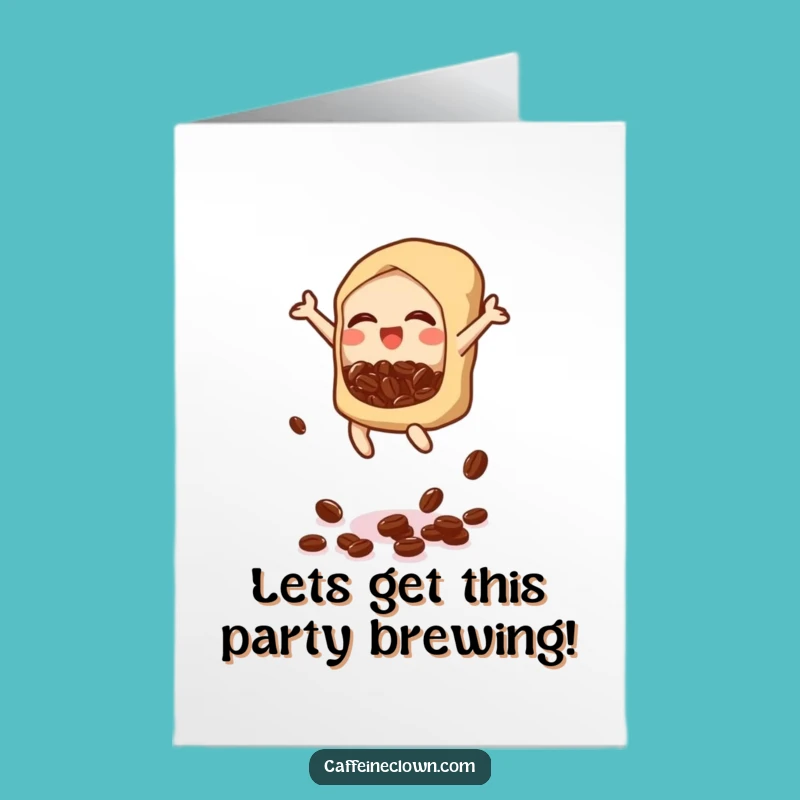 Free Printable Birthday Card: Bubbly Coffee Bean Joy Greeting, Downloadable Fun Celebration Gift