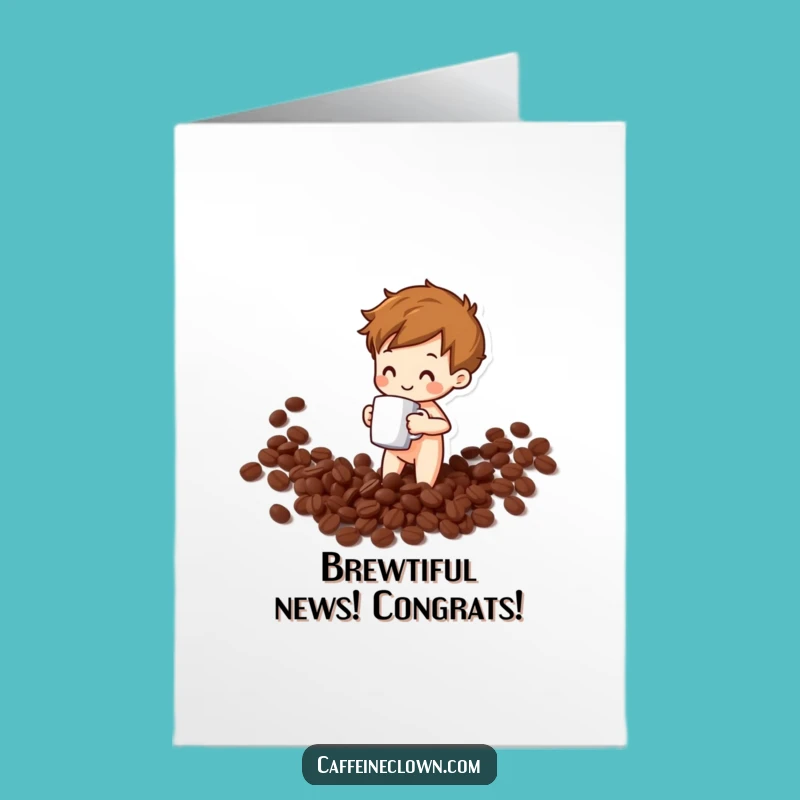 Free Printable Congrats Card: Funny Coffee Bean Celebration Greeting, Downloadable Humorous Gift