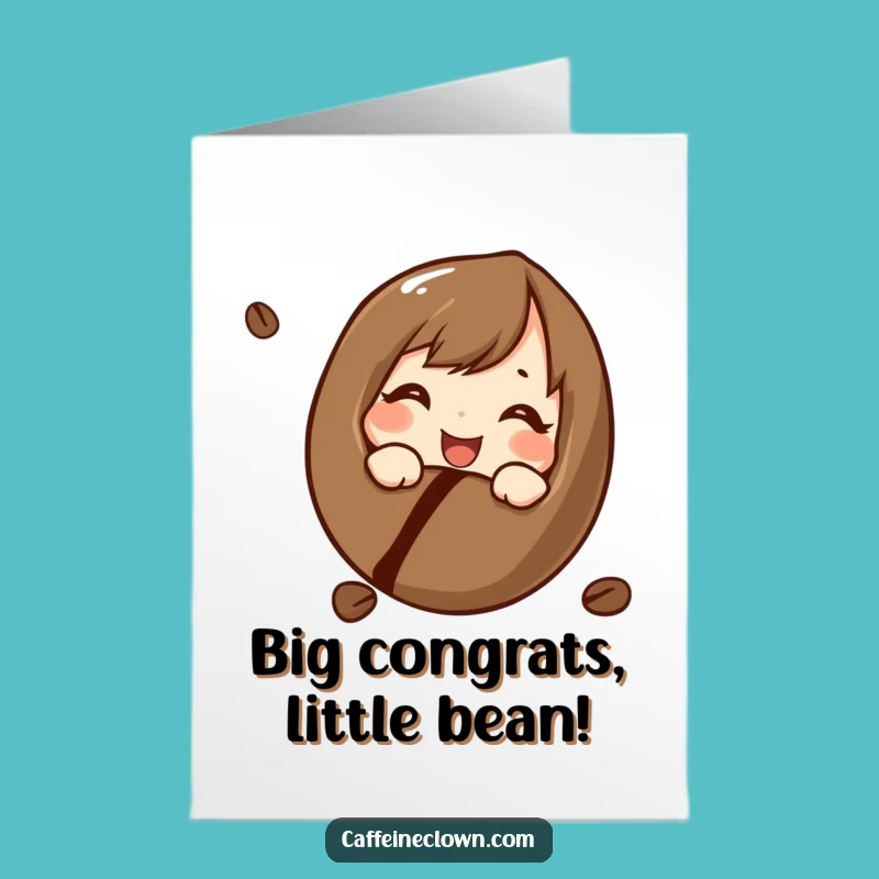 Free Printable Congrats Card: Cheerful Bean Explorer Character Celebrate Download