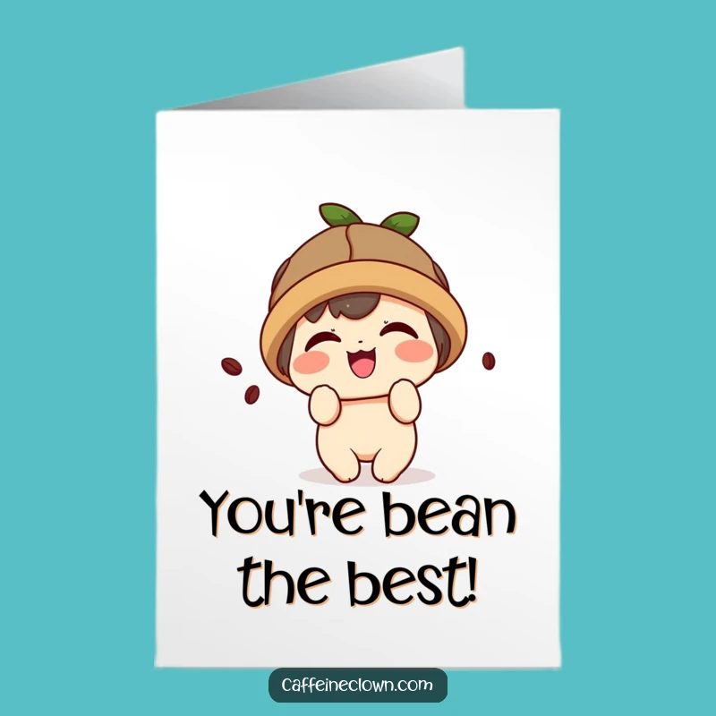Free Printable Congrats Card: Kawaii Coffee Character Cheers Your Win!