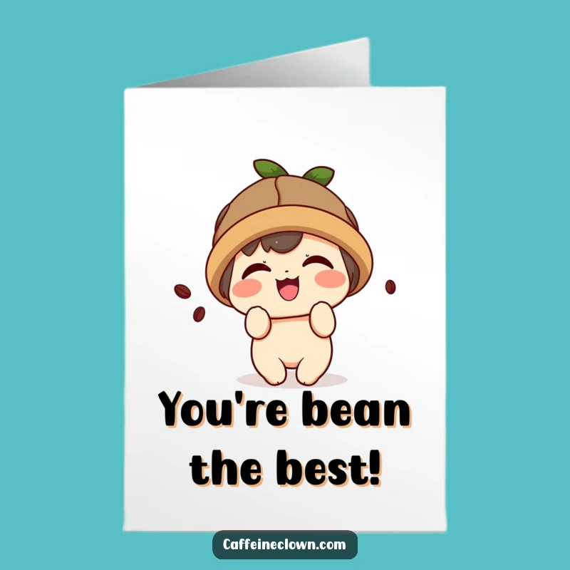 Free Printable Congrats Card: Kawaii Coffee Character Cheers Your Win!