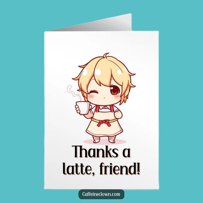 Free Printable Thank You Card: Chef Character Serving Gratitude Coffee for a Downloadable Gift