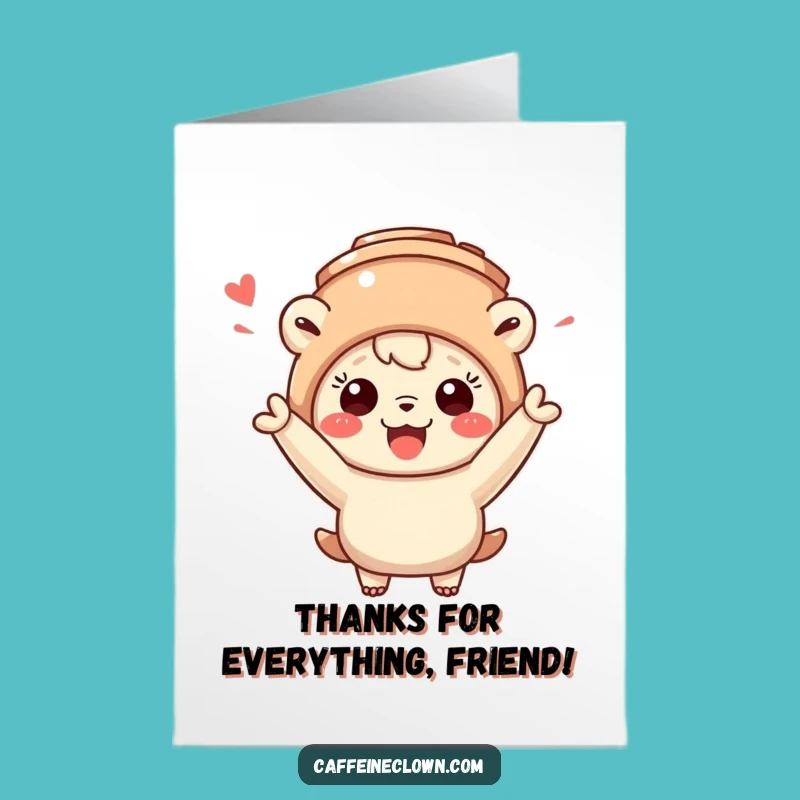 Free Printable Thank You Card: Sweet Creature Mug Cheers Greeting, Downloadable Grateful Gift