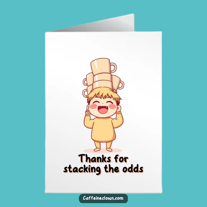 Joyful Free Printable Thank You Card: Laughing Coffee Mug Stacker!