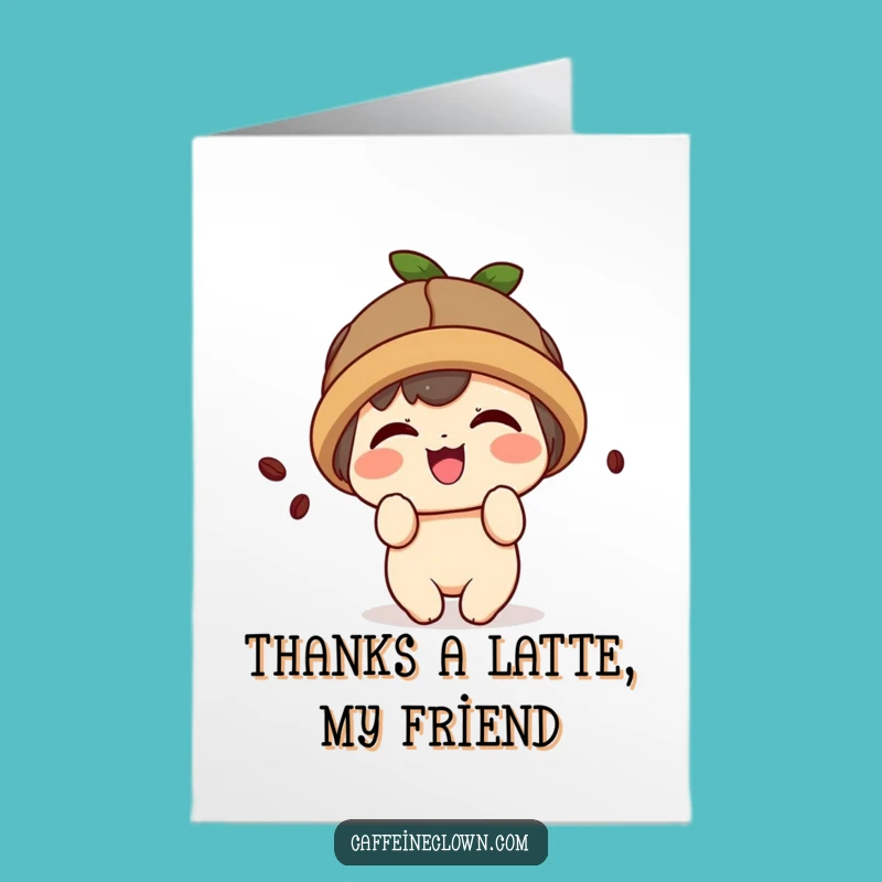 Free Printable Thank You Card: Kawaii Coffee Character Says Thanks!