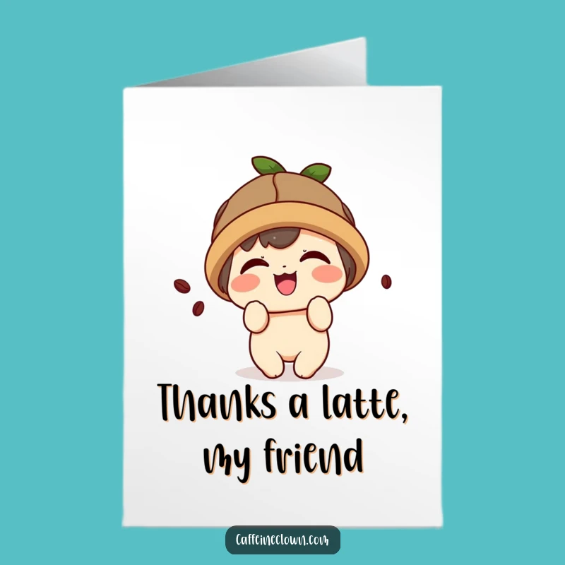 Free Printable Thank You Card: Kawaii Coffee Character Says Thanks!