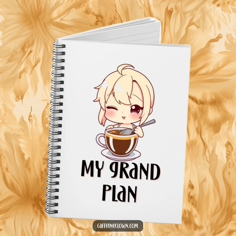 Funny Notebook: A character winks while stirring coffee, ideal for jotting down secret thoughts and witty observations.