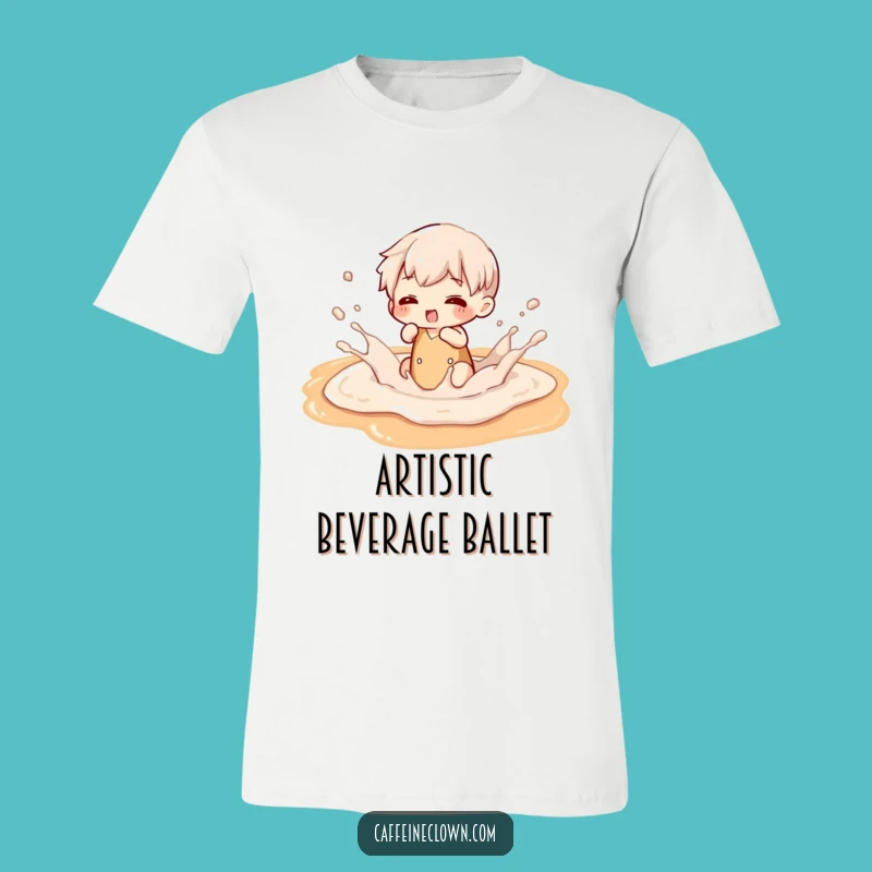 Funny Latte Art Splash T-Shirt - Playful Character Coffee Shirt Gift
