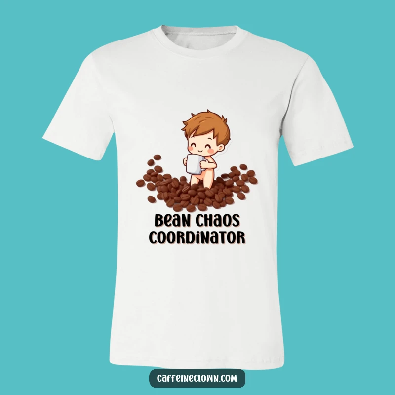 Funny Coffee Bean Spill T-Shirt: Relatable Morning Chaos Tee - Great Gift!