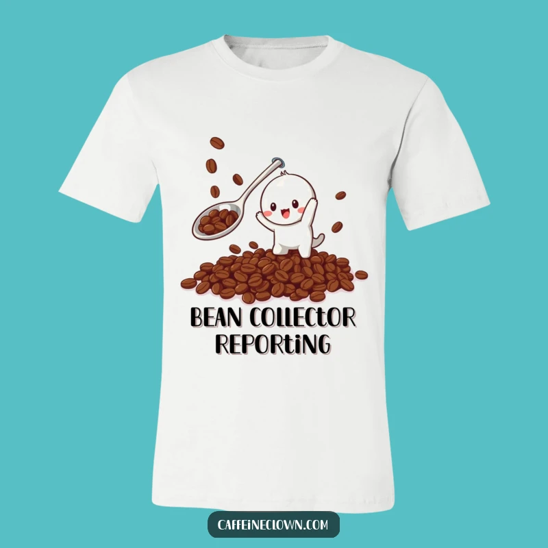 Funny Coffee Bean Catcher T-Shirt - Playful Action, Perfect Gift!
