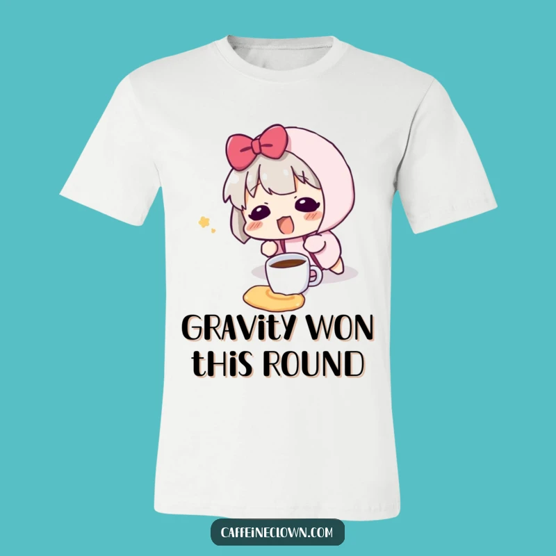 Funny Coffee Spill T-Shirt - Clumsy Character Blunder Gift