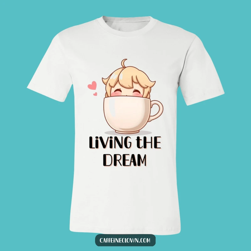 Funny Blushing Character Oversized Coffee T-Shirt - Hilarious Gift for Coffee Enthusiasts