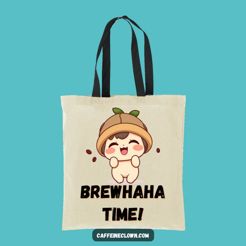 Funny Kawaii Coffee Tote Bag: Giggling Bean Gift - Cute Character Bag!